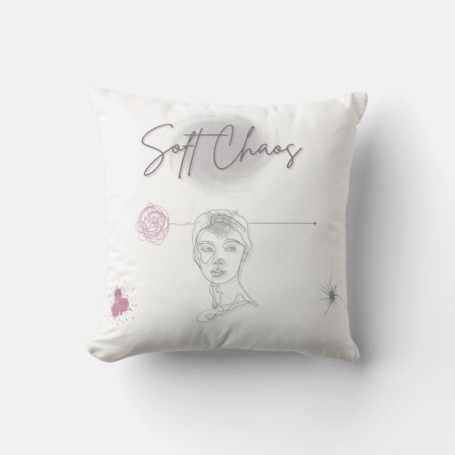 Soft Chaos - Artistic Line Face Pillow  Kissen (Vorderseite)