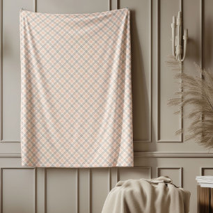 Soft Checked Blanket in Korallen und Grautöne Fleecedecke
