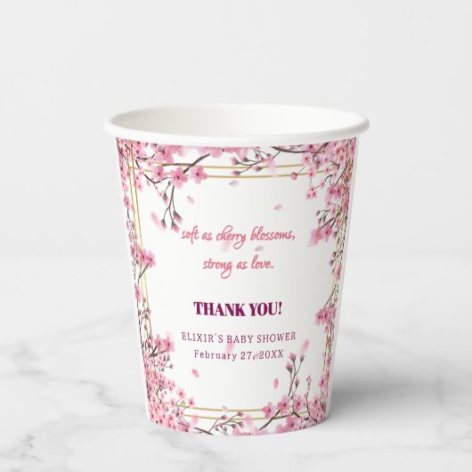 Soft Cherry Blossom Sakura Baby Dusche Pappbecher (Rückseite)