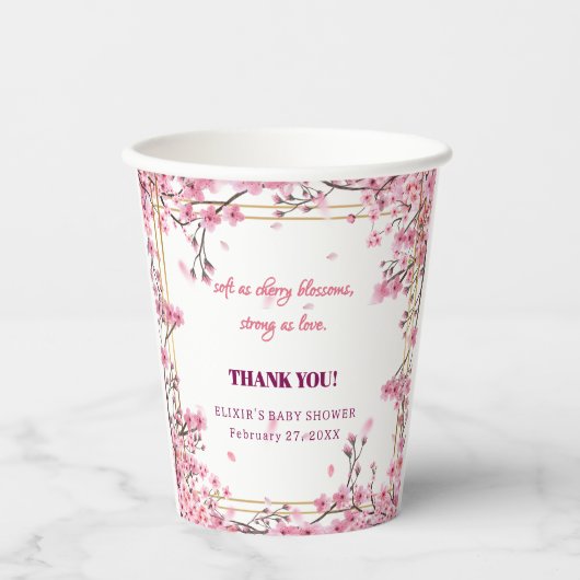 Soft Cherry Blossom Sakura Baby Dusche Pappbecher (Vorderseite)