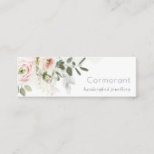 Soft Chic Blush Pink Peony Leafy Botanical Floral Mini Visitenkarte (Vorderseite)