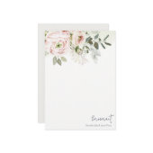 Soft Chic Blush Pink Peony Leafy Botanical Floral Mitteilungskarte (Vorderseite/Rückseite Beispiel)