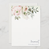 Soft Chic Blush Pink Peony Leafy Botanical Floral Mitteilungskarte (Vorne/Hinten)