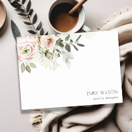 Soft Chic Blush Pink Peony Leafy Botanical Floral Mitteilungskarte