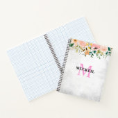 Soft Chic Blush Pink Peony Leafy Botanical Floral Notizblock (Innenseite)