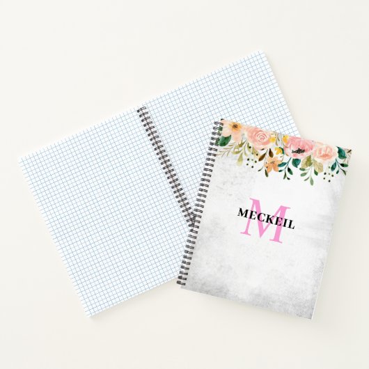 Soft Chic Blush Pink Peony Leafy Botanical Floral Notizblock (Innenseite)