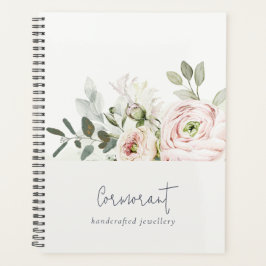 Soft Chic Blush Pink Peony Leafy Botanical Floral Planer