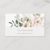 Soft Chic Blush Pink Peony Leafy Botanical Floral Visitenkarte (Vorderseite)