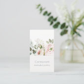 Soft Chic Blush Pink Peony Leafy Botanical Floral Visitenkarte (Stehend Vorderseite)