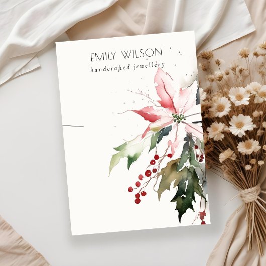 Soft Christmas Berry Poinsettia Foliage Necklace Visitenkarte