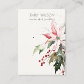 Soft Christmas Berry Poinsettia Watercolor Earring Visitenkarte (Vorderseite)