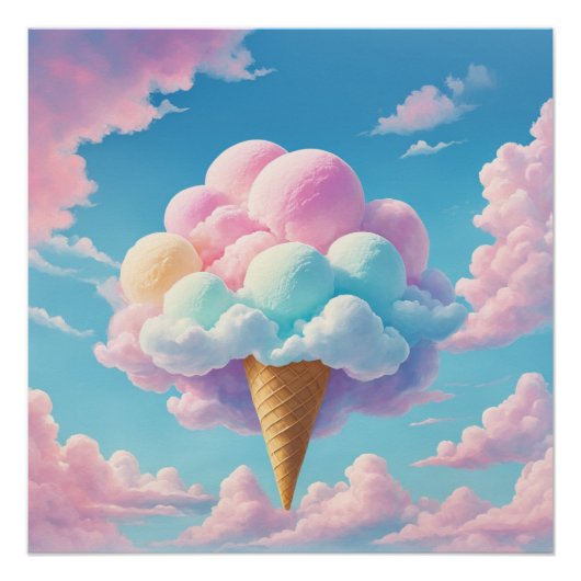 Soft Cloud Eis Kegel in pastellglänzendem Poster (Vorderseite)