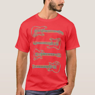Soft CMYK Gitarren-Konturen dunkel T-Shirt