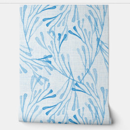 Soft Coastal Coral and Seaweed in Light Blue Tapete