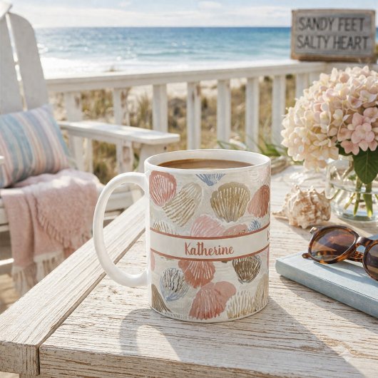 Soft Coastal Seashell Beach Pattern Kaffeetasse