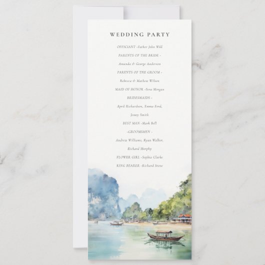 Soft Coastal Thailand Seascape Wedding Programm (Rückseite)