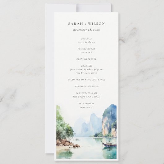 Soft Coastal Thailand Seascape Wedding Programm (Vorderseite)