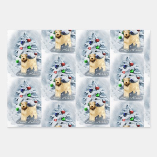 Soft Coat Wheaten Terrier Weihnachten Geschenkpapier Set (Vorderseite)