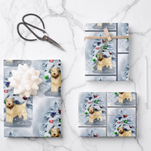 Soft Coat Wheaten Terrier Weihnachten Geschenkpapier Set (Vorderseite)