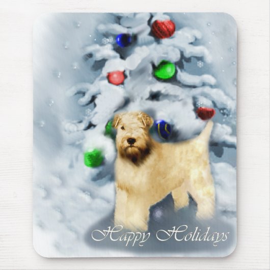 Soft Coat Wheaten Terrier Weihnachten Mousepad (Vorne)