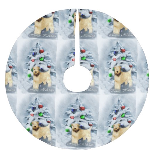 Soft Coat Wheaten Terrier Weihnachten Polyester Weihnachtsbaumdecke (Vorderseite)