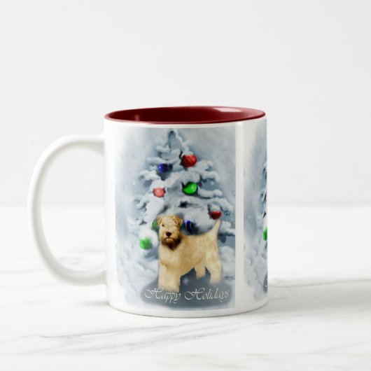 Soft Coat Wheaten Terrier Weihnachten Zweifarbige Tasse (Links)