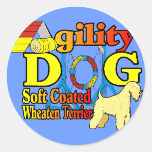 Soft_Coated_Wheaten_Terrier_Agility Runder Aufkleber