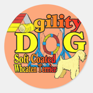 Soft_Coated_Wheaten_Terrier_Agility Runder Aufkleber