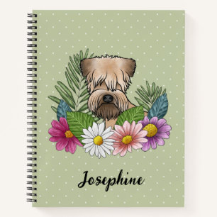 Soft-Coated Wheaten Terrier Bunte Blumen Grün Notizblock