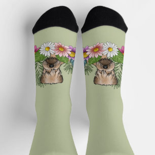 Soft-Coated Wheaten Terrier Bunte Blumen Grün Socken