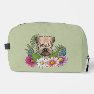 Soft-Coated Wheaten Terrier Bunte Blumen Grün Waschbeutel