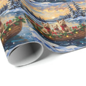 Soft Coated Wheaten Terrier Christmas Boat Holiday Geschenkpapier (Rolleneckpunkt)
