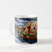 Soft Coated Wheaten Terrier Christmas Boat Holiday Kaffeetasse (Vorderseite Links)