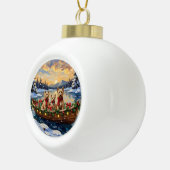 Soft Coated Wheaten Terrier Christmas Boat Holiday Keramik Kugel-Ornament (Rechts)