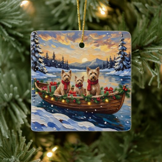 Soft Coated Wheaten Terrier Christmas Boat Holiday Keramikornament (Baum)