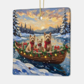 Soft Coated Wheaten Terrier Christmas Boat Holiday Keramikornament (Links)