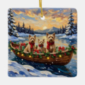 Soft Coated Wheaten Terrier Christmas Boat Holiday Keramikornament (Vorderseite)