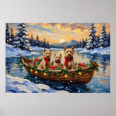 Soft Coated Wheaten Terrier Christmas Boat Holiday Poster (Vorne)