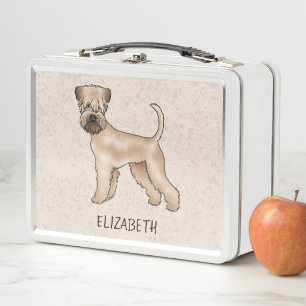 Soft-Coated Wheaten Terrier Hund auf Beige mit Nam Metall Brotdose