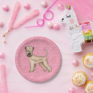 Soft-Coated Wheaten Terrier Hund Herz Muster Rosa Pappteller