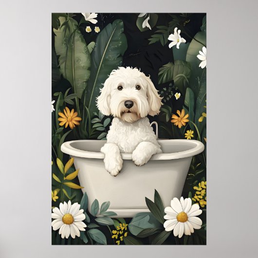 Soft Coated Wheaten Terrier In Bathtub Poster (Vorne)