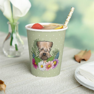 Soft-Coated Wheaten Terrier Kopf Bunte Blumen Pappbecher