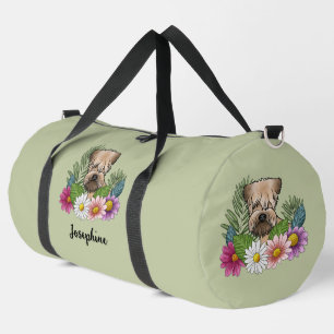 Soft-Coated Wheaten Terrier mit Blumen und Namen Duffle Bag
