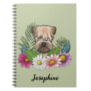 Soft-Coated Wheaten Terrier mit Blumen und Namen Notizblock