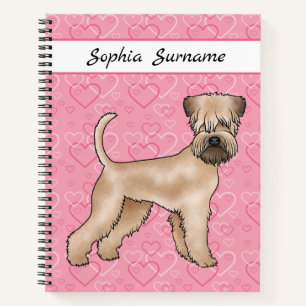 Soft-Coated Wheaten Terrier Rosa Herzen und Text Notizblock