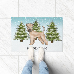 Soft-Coated Wheaten Terrier Schneeiger Winterwald Fußmatte