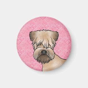 Soft-Coated Wheaten Terrier von vorne auf rosa Her Magnet