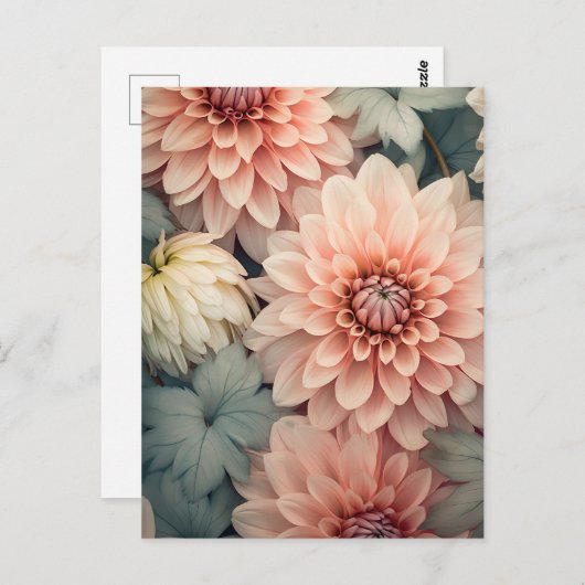 soft colored dahlia flower head postkarte (Vorne/Hinten)