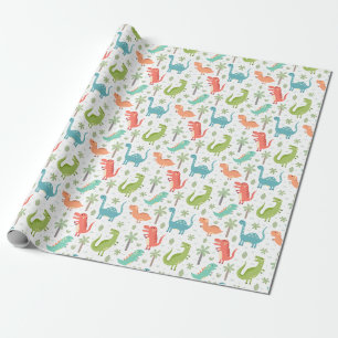 Soft Colors Dinosaurier Palmen Bäume Kinder Geschenkpapier