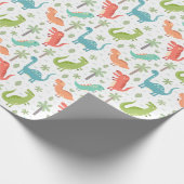 Soft Colors Dinosaurier Palmen Bäume Kinder Geschenkpapier (Ecke)